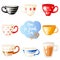 Cute set cups on a white background. Ð¡artoon style. Vector illustration.