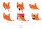 Cute set of playful foxes heads with various emotions. Bo