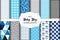 Cute set of scandinavian Baby Boy seamless patterns with fabric textures