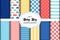 Cute set of scandinavian Baby Boy seamless patterns with fabric textures