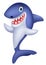 Cute shark cartoon waving