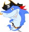 Cute shark pirate cartoon