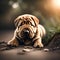 Cute sharpei puppy - ai generated image