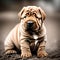 Cute sharpei puppy - ai generated image