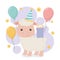 Cute sheep animal farm in birthday party scene