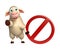 cute Sheep cartoon character with stop sign