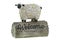 Cute Sheep figurine with word welcome on a wooden log