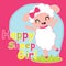 Cute sheep girl is happy cartoon illustration for kid t shirt design