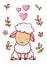 Cute sheep love hand drawn isolated on white background