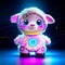 cute sheep in neon light, 3d rendering, computer digital drawing generative AI