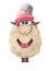 Cute Sheep with red hat and mittens