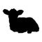 Cute sheep silhouette. Black silhouette of the lamb hand drawn vector isolated image