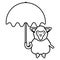 Cute sheep with umbrella childish character