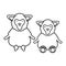 Cute sheeps couple childish characters