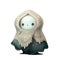 Cute sheet ghost, with a white sheet draped over its head and a friendly expression on its face