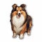 Cute Shetland Sheepdog Die Cut Sticker With Soft Color And Anime Style