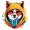 Cute shiba inu dog, generative AI illustration