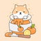 Cute shiba inu dog in an orange jam jar