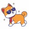 Cute shiba inu dog wearing glasses with tie cartoon vector art design