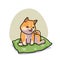 Cute Shiba inu relax on pillow