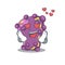 Cute shigella cartoon character has a falling in love face