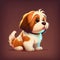 Cute Shih Tzu Dog breed dog cartoon drawing. Digital art illustration. Generative AI