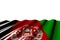 Cute shining flag of Afghanistan with big folds lie at the bottom isolated on white - any holiday flag 3d illustration