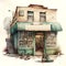 Cute shoe repair shop, AI generative watercolor illustration