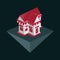 Cute shop house isometric cartoon icon or logo