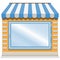 Cute shop icon with blue awnings.