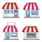 Cute shop icons with red awnings