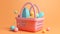 cute shopping basket in trending color palette with Generative AI