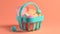 cute shopping basket in trending color palette with Generative AI