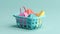 cute shopping basket in trending color palette with Generative AI