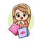 Cute shopping girl cartoon