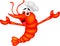 Cute shrimp chef cartoon waving