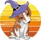 Cute shy beagle in hat