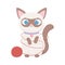 Cute siamese cat with wool ball, pets