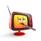 Cute sick TV emoticon with thermometer