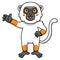 Cute sifaka lemur monkey cartoon waving hand