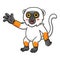 Cute sifaka lemur monkey cartoon waving hand