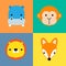 Cute simple cartoon animals - Monkey, giraffe, Squirrel, Fox. Great for designing baby clothes