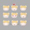 Cute Simple Drawing Blonde Baby Girl Emotions Set