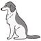 Cute and simple illustration of Borzoi Dog sitting in side view