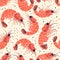 Cute Simple Red Shrimps Seamless Pattern