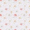 Cute simple seamless pattern in pastel colors with multi-colored polka dots and umbrellas.Vector.The print for the manufacture of