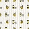 Cute simple stylized bumble bee seamless vector pattern. Hand drawn flying beeline insect gingham stripe background