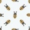 Cute simply naive ladybird seamless vector pattern. Hand drawn red spotted insect background. Flat color entomology