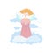 Cute Singing Angel in the Sky Isolated on a White Background