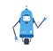 Cute single-wheeled robot toy. Funny kids bot with happy smiling face and AI. Adorable cyborg. Modern futuristic